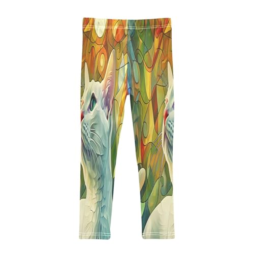 Toddler Girls Leggings Printed Yoga Pants Leggings Stained Glass Cat for Kids2