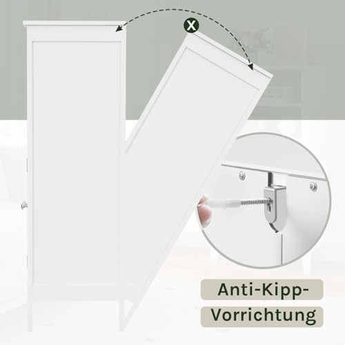 EUGAD Badschrank Badzimmerschrank Küchenschrank Beistellschrank Kommode in Schlafzimmer Flur aus MDF mit verstellbare Regalebene Weiß 92.5x30x50cm