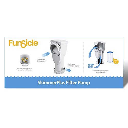 Funsicle Skimmerplus 1500 Gph 2-In-1 Filter Pump And Skimmer System With Clamps And 1.5" Hose Fitting For Above Ground Swimming Pools #TOP5