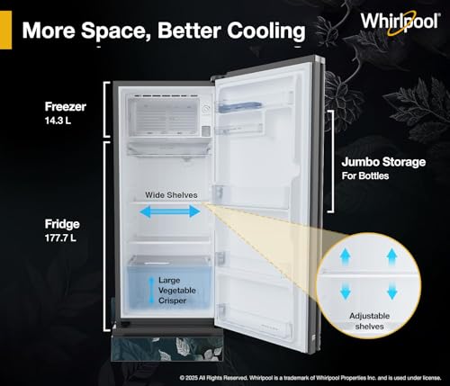 Image of Whirlpool 192 L 4 Star Icemagic Pro Inverter Direct-Cool Single Door Refrigerator (215 IMPRO GD ROY 4S INV SILVIA, Base Stand with Drawer)