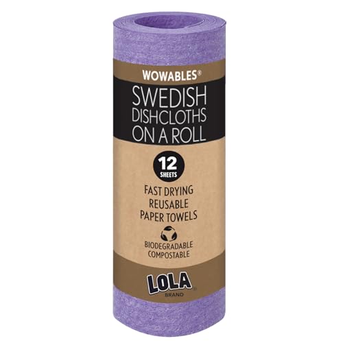 Opiniones y reviews de Productos de limpieza eco-amigables los preferidos por los clientes. 32 LOLA - Paños de cocina suecos en rollo – 12 hojas, ultra absorbentes y sostenibles de limpieza celulosa, paños de cocina de celulosa, toallas de papel reutilizables, lavables,...