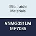 Mitsubishi Materials VNMG331LM MP7035 Coated Carbide VN Type Negative Turning Insert with Hole, Unstable Cutting, Rhombic 35?, 0.375" IC, 0.187" Thick, 0.016" Corner Radius, LM Breaker (Pack of 10)