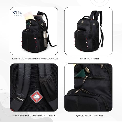 Image of ACEPACK Global 25.91 Liters Water Repellant 17.32 inch Laptop Backpack With Rain Cover For Casual, Outdoor, Office Or Daily Use (Black)