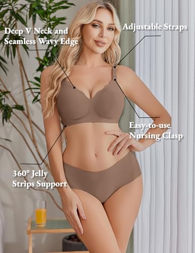 Image of Ekouaer Nursing Bra Wavy Breastfeeding Bras for Women Seamless Maternity Support Wireless Pregnancy Sleep Bralette