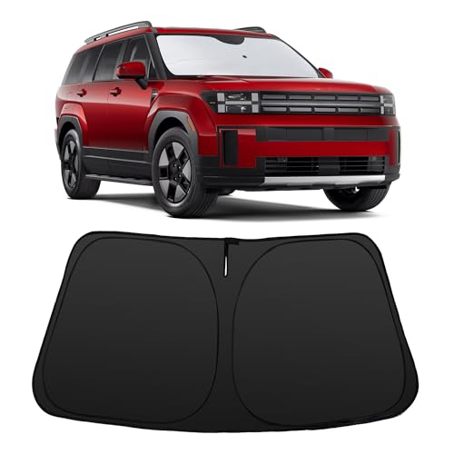 Image of Windshield Sun Shade for 2024-2026 Hyundai Santa Fe | Foldable, Full covered for windshield, Block UV Rays, Heat Reduction, Easy to install, Keeps Car Cooler