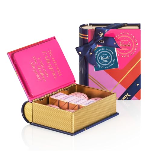 Venchi - Mini Libro con 8 Bombones BacioDiDama y Cremino Caramel Gold, Sin Gluten, 105 g, Idea de regalo para el Día de la Madre