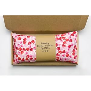 Organic Lavender Yoga Eye Pillow | Weighted with Flaxseed | Acupressure and Aromatherapy Meditation Pillow for Relaxation | Hearts Fabric (Rose & Hubble) 100% Cotton