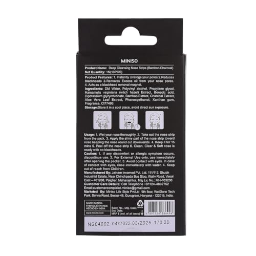 Image of MINISO 30Pcs Nose Strips for Blackheads Remover Whitehead Remover, Deep Cleansing Skin Care Nose Pore Cleanser Strips, Bamboo Charcoal