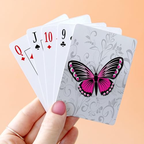 Cartas de Poker Estándar con mariposa rosa miniatura 4