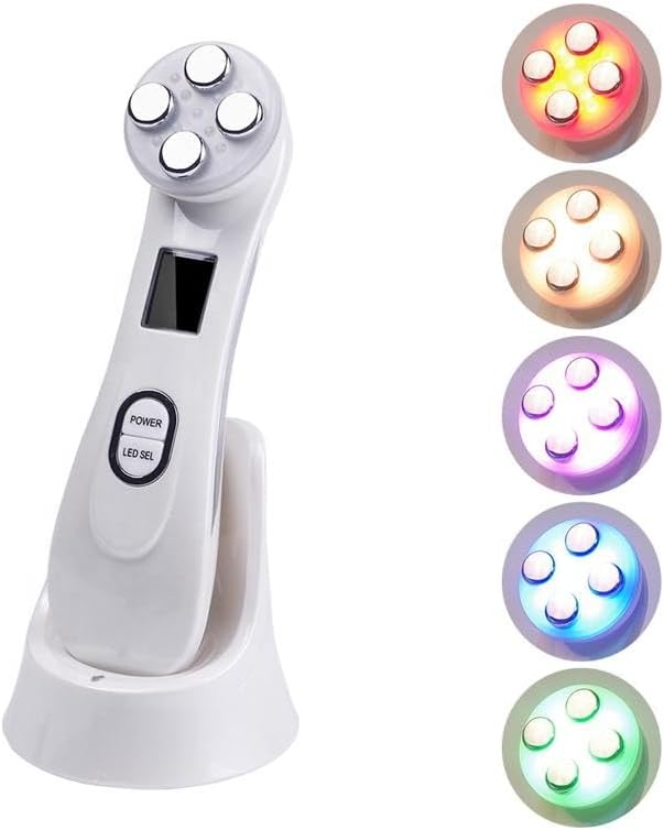 Facial & Neck Beauty Massager with LED Light & Gentle Warming – Rechargeable Skincare Massage Device with Adjustable Modes