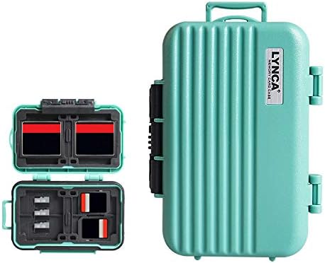 LYNCA Memory Card Case Holder, Memory Card Hard Protector Case Professional Water-Resistant Anti-Shock Compact Camera Card Hard Storage Box for 8 SD Cards 4 CF Cards 12 Micro SD/TF Cards (Green)
