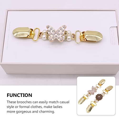 Image of LUOZZY 2pcs Dress Clips Vintage Sweater Shawl Clips Cardigan Clip Dress Shirt Brooch Clips Gold Brooches Dress Clamp for Women Girls