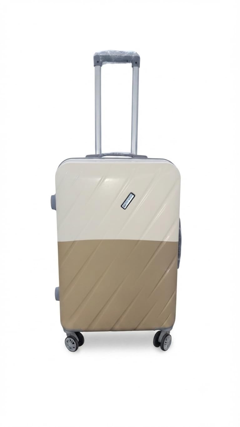 ABS Printed Luggage Trolley Bag | Printed Hard Suitcase with 360° Spinner Wheels, Telescopic Handle & Secure Lock | Lightweight Travel Luggage | Beige White-image-5