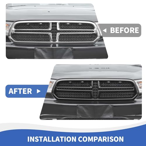 Image of RAZPOY Front Grille Inserts Trim Cover Guard Compatible with Dodge Durango 2011-2020 Exterior Accessories, Carbon Fiber