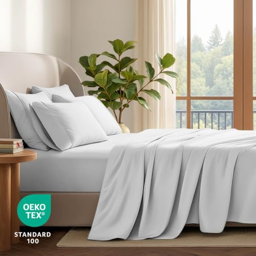 Bare Home Sheet Set 1800 Ultra-Soft with 2 Pillowcases (Twin, Cloud Grey) by Bare Home - Used condition - Image 6