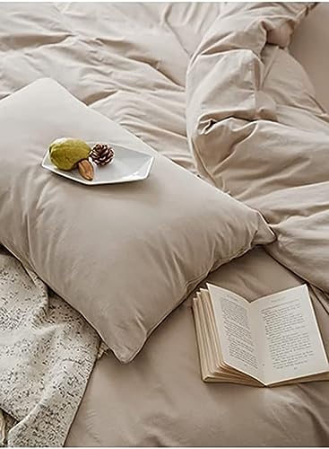 AShanlan Bettwäsche 135x200 4teilig Beige 2er Bettbezug 135 x 200 cm + 2 Kissenbezug 80x80 cm ÖKO-TEX Bettwäsche-Sets Mikrofaser Duvet… – Ansicht 7