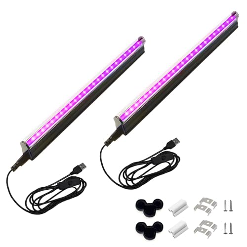 UV LED Black Light Strip 5W 5.4ft USB Led Light Strip UV Black Light Barsv with 270 Beam Angle Purple Color Blacklight Lamp for Fluorescent Poster Glow Party Halloween Christmas Detection 2 PCS