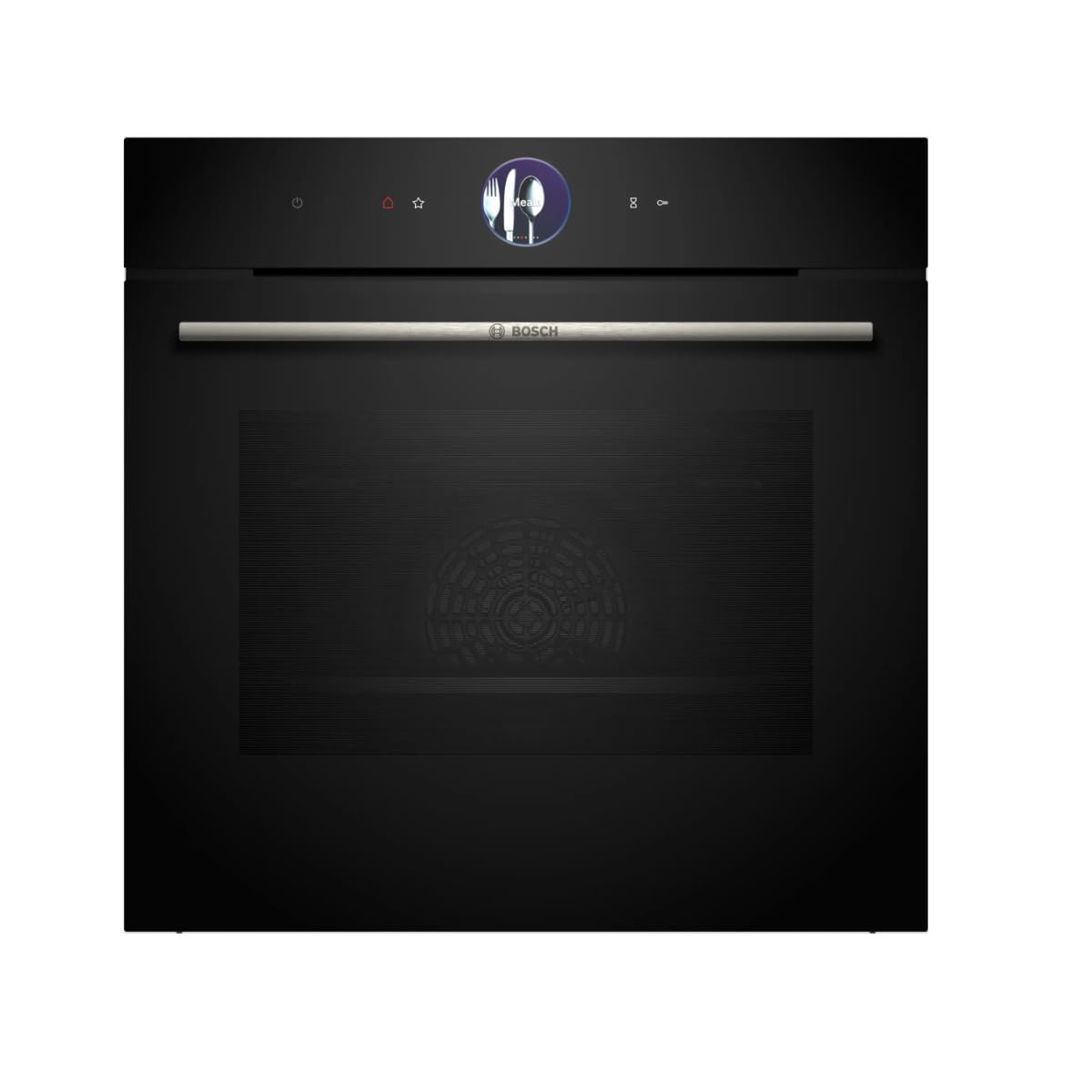 Bosch HBG7764B1, Smarter iQ700 Einbau-Backofen, 60 x 60 cm, Schwarz, Made in Germany, Pyrolyse & Hydrolyse, Bratenthermometer, Air Fry, Farbiges Touch-Display, 4D Heißluft, Backautomatik, Pizzastufe