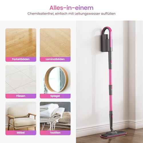 Schenley 19-in-1 Dampfmopp mit abnehmbarem Handdampfreiniger für Böden, Fliesen und Fugen, Dual-Stangen-Design, inklusive vielseitigem Zubehör, waschbaren Mikrofaserpads und Einwegpads