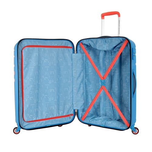 Image of American Tourister Upland Sport 68 CM Medium Checkin Polypropylene (PP) Hard 4 Wheels Spinner Luggage /Suitcase /Trolley Bag for Travel (Mediterranian Blue)
