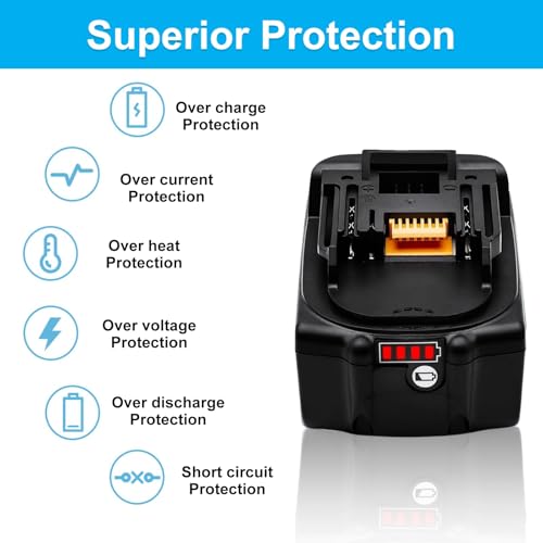 Image of Replacement for Makita 18v Battery: 2 Packs 6.0ah High Capacity Lithium Ion Batteries Compatible with 18 Volt BL1860 BL1820BL1830 BL1840 BL1850 for Cordless Power Tools