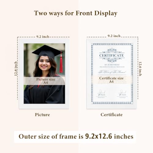 Image of Wooden Document Photo Frame with Storage, Certificate Holder Frame for Wall Mount & Tabletop | Memory Frame for Birth Certificate, Awards & Photos | Premium Finish ( White, Size 9.2X12.6 Inch )