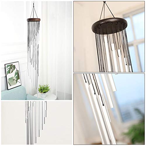 Large Wind Chime with 18 Scrub Aluminum Tubes and 2 Hooks Classic Wind Chime for Outdoor Garden Home Decor Silver - Image 5