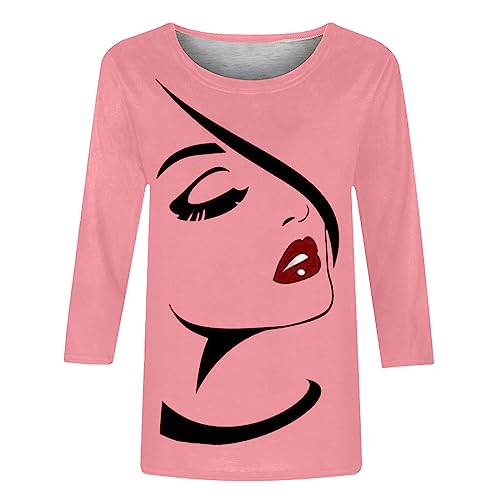 T Shirts for Women Summer Fall 3/4 Sleeve Boat Neck Loose Fit Long Tops T Shirt Women 2025 KQ4