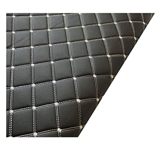 Tela de piel sintética por metros para coser,acolchado impermeable (1 unidad, ancho 160 cm x longitud: 100 cm), tela de tapicería para muebles, zapatos(Black (grey line),1.6x4m)