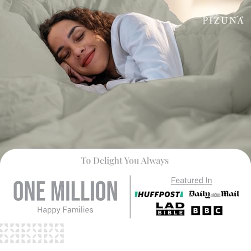 Pizuna Pure Combed Cotton Duvet Cover Set King Size Silver, 600 Thread Count 100% Long Staple Cotton King Size Duvet Cover 230x220cm, Sateen Quilt Cover with Button Closure (King Duvet Cover) - Image 2