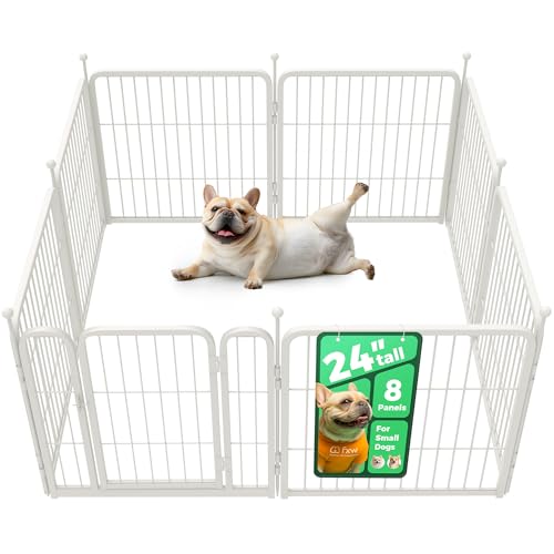 Image of FXW Rollick Unleashed Dog Playpen for Indoor, Yard, RV Camping, 24 inch 8 Panels for Small and Puppy Dogs, White│Patented