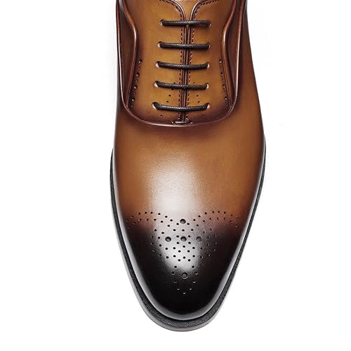 Image of Men's Dress Shoes Genuine Leather Oxfords Luxury Formal Business Suit Shoes with Blake Rapid Stitch