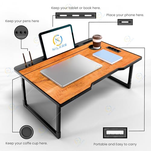 Image of Study Table Bed Table Premium Laptop Table /Foldable and Portable Wooden /Writing Desk for Office /Home /School (CTD Wood)
