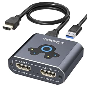 VEDINDUST HDMI Splitter Extend 4K@60Hz zu Dual HDMI Adapter Support Mirror oder Extend kompatibel mit Windows XP/7/8/10/11 und macOS geeignet für Monitore Fernseher Projektoren