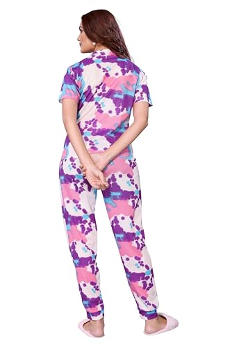 Image of VJ Fashion Women's Cotton Lycra Tie-Dye Payjama Set|Co-ord set|Night Suit Set |Night Dress |Lounge Wear|Full Pair Set for Women Night Dress