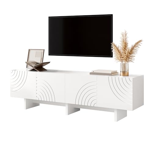 Mueble de TV minimalista de 170 cm para organizar tu salón con estilo blanco 8