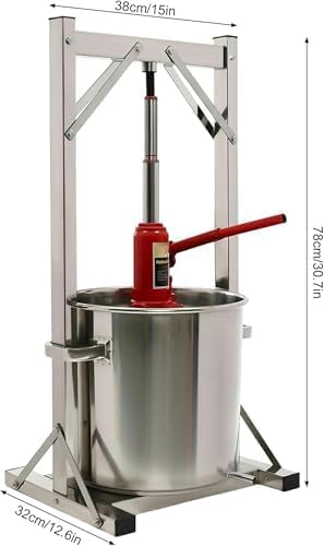 Prensa De Frutas, Prensa Doméstica Manual, Prensa De Sidra De Acero Inoxidable Con Sistema Hidráulico, Prensa De Vino De Frutas De 12/22/36 L, Para Hacer Sidra, Vino Y Licor. 22l