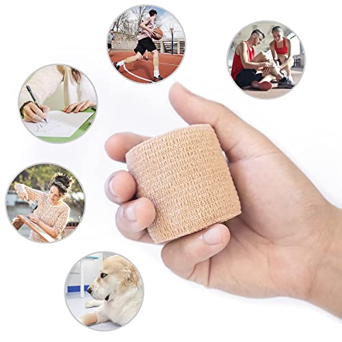 Metene Self Adhesive Bandage Wrap 12 Pack, Athletic Tape 2 Inches X 5 Yards, Sports Tape, Breathable, Waterproof, Elastic Bandage for Sports, Wrist and Ankle Wrap Tape, Non-Woven Bandage
