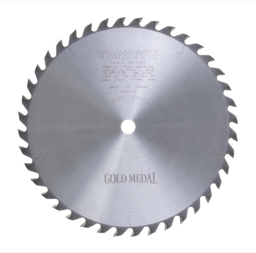 Tenryu GM-25540 10" x 40-Tooth Gold Medal Series Combination Circular Saw Blade