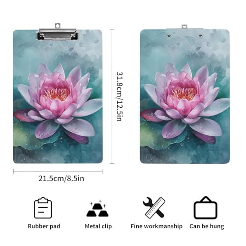 Porte-bloc nénuphar en acrylique durable A4 pour notes et examens