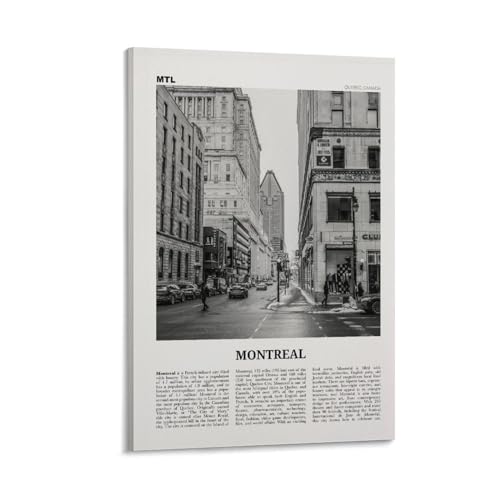 ZYSYML Montreal Print Black And White Downtown, Montreal Wall Art,