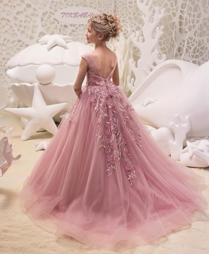 Flower Girl Dress Lace Appliques - First Communion Dress for Girl Tulle Girls Ball Gown3