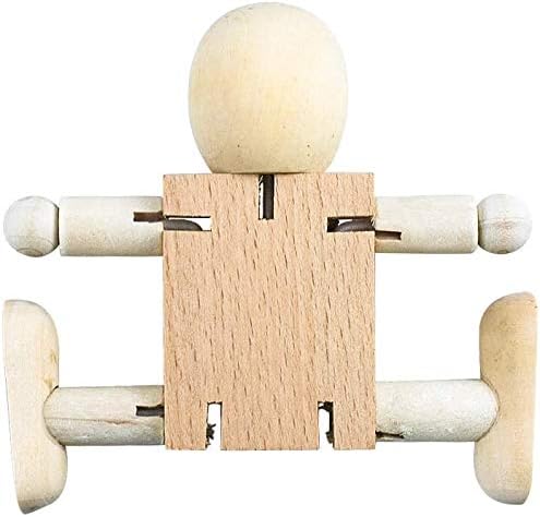 VOANZO 5pcs Cute Fidget Wood Robot Block Action Figures Model Theme, Birthday Party Gif - Image 4