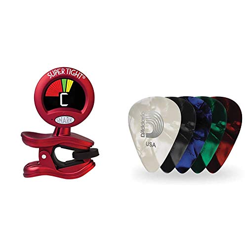 Snark ST-2 Multi-Instrument Chromatic Tuner (Current Model) & D'Addario Assorted Pearl Celluloid Guitar Picks, 10 Pack, Medium