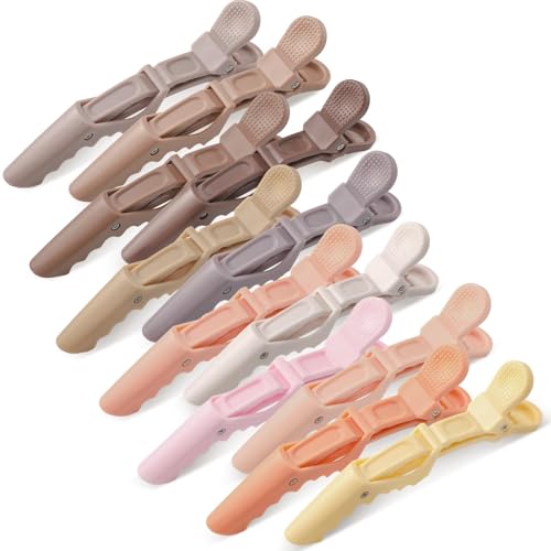 ProSuites Alligator Hair Clips for Styling, 12 Pack Professional Alligator Clips for Hair Styling, Nonslip Neutral Hair Sectioning Clips for Thick Curly Volume Hair
