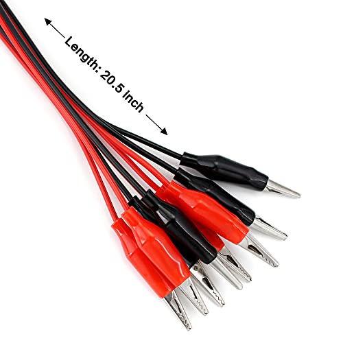 Image of 6Groups Electrical Alligator Clips, Insulated Alligator Clips with Wires,Test Leads Cable Double-Ended Clips, Black & Red 42inch