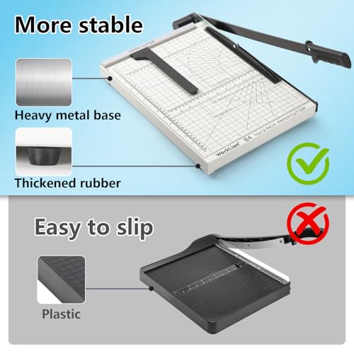 Image of 15 inch Guillotine Paper Cutter: Worklion Precision Paper Trimmer with Safety Lock,15 Sheet Capacity, Thickened Metal Based Cutting Board for Crafting Cardstock Photos Laminatedsheets in Class /Office