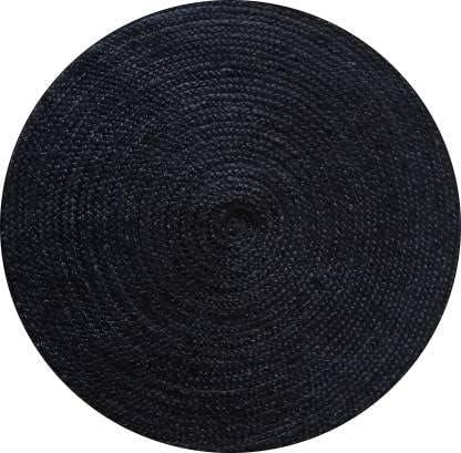 Miniatura 2 de Alfombra india hecha a mano trenzada de yute (negro, 2 pies redondos)