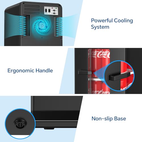 Aikku Mini Kühlschrank 2 in 1 Mini Kühlschrank mit Kühlen und Wärmenfunktion 15L Kleine Kühlschrank 12V DC/220V AC für Hause, Autos, Büros Schwarz