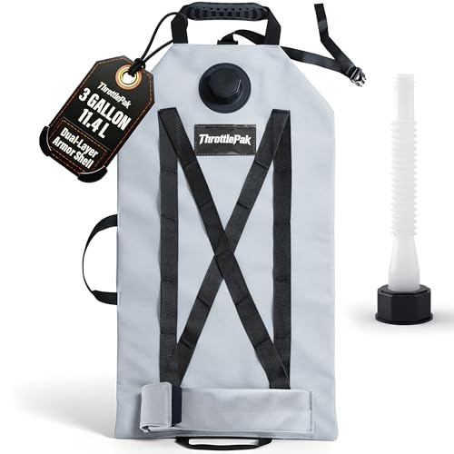 ThrottlePak 3 Gallon Collapsible Liquid Bladder for Motorcycles - Armadillo Bag with Reinforced Stitching X Straps - Emergency Fluid Pouch for Adventure - Motorcycle Spare Automotive Fluids Can